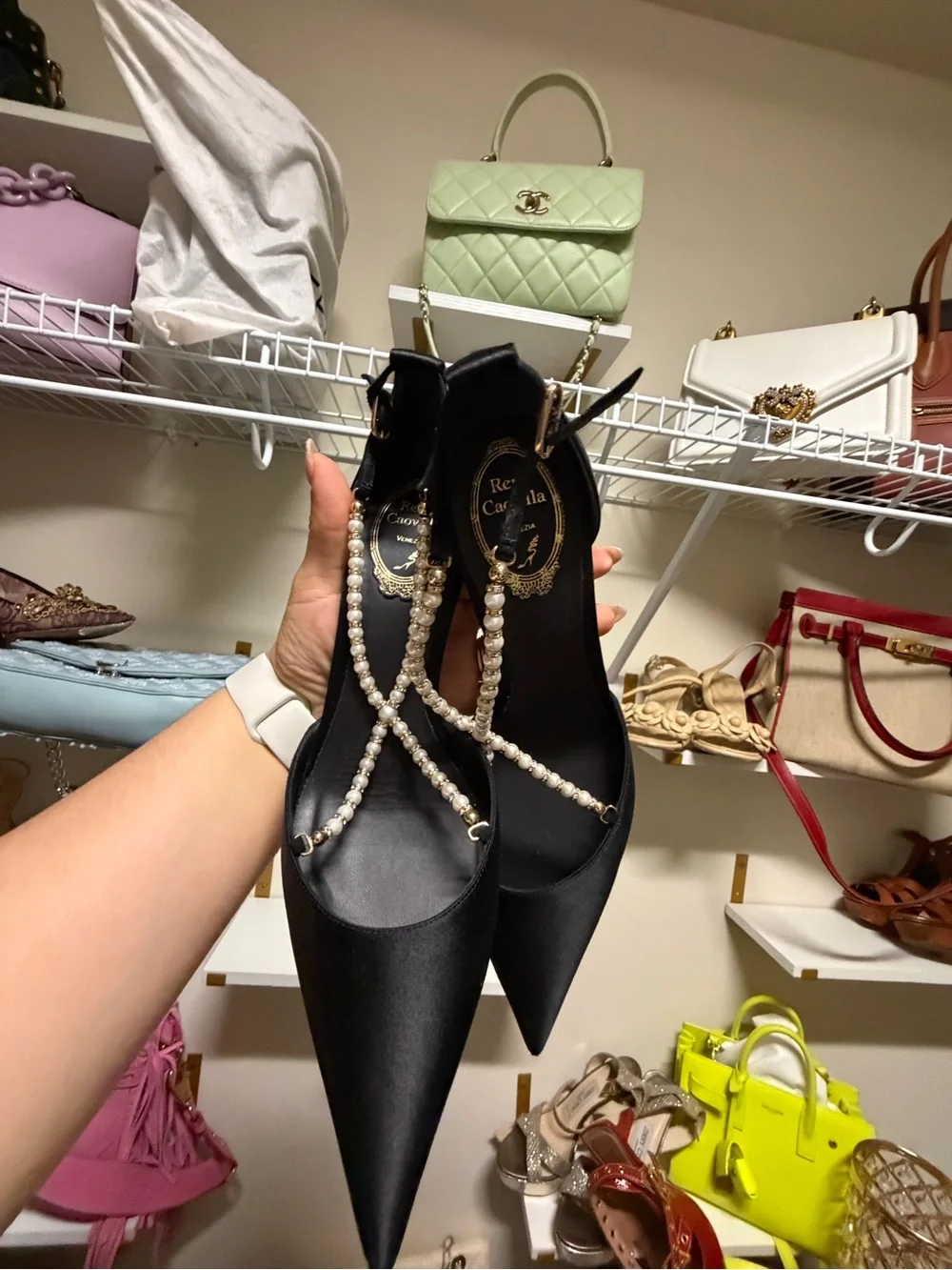 Rene Caovilla satin pointed